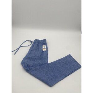 Karen Kane Linen Sand & Sky Blue Drawstring Pant Women Size Small